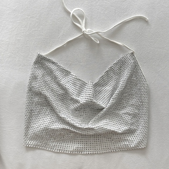 Silver Rhinestone Halter Top - Picture 1 of 5